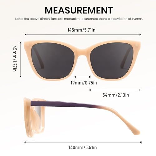 Image of Cyxus Cat Eye Magnetic Clip-On Sunglasses Women Polarized Blue Light Blocking UV400 Protection P1221