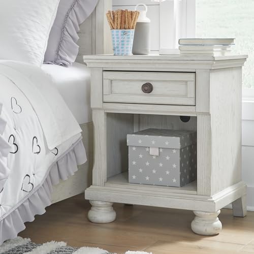 Signature Design by Ashley Nightstand, Bedside Table, Antique White Wood - image 2