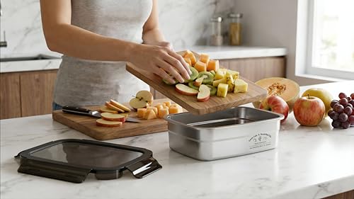 Image of Stainless Steel Fridge Storage Box Set - Food Grade, Leakproof Kitchen Organizer, Freshness Locking, Microwavable & Freezer Safe - Silver with Lid (1000 ML - 2 Pcs)