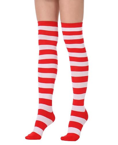 Image of Womens Thigh High Socks Athletic Stripe Cute Colorful Over the Knee High Sock Colorful Long Tube Sock