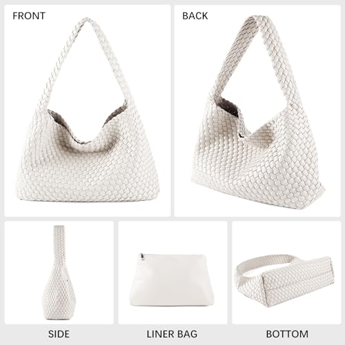 Bolso Tote Hobo de Cuero Vegano Tejido con Estuche para Mujer miniatura 4