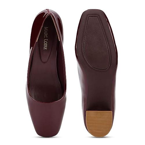 Image of Marc Loire Women Square Toe Solid Block Heel Pumps for Office, Party and Formal Wear