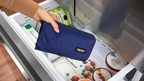 Image of Packit(R Freezable Lunch Bag, True Blue, Built with EcoFreeze(R) Technology, Foldable, Reusable,Zip and Velcro Closure with Buckle Handle, Designed for Work Lunches&Fresh Lunch On the Go (Pack of 12)