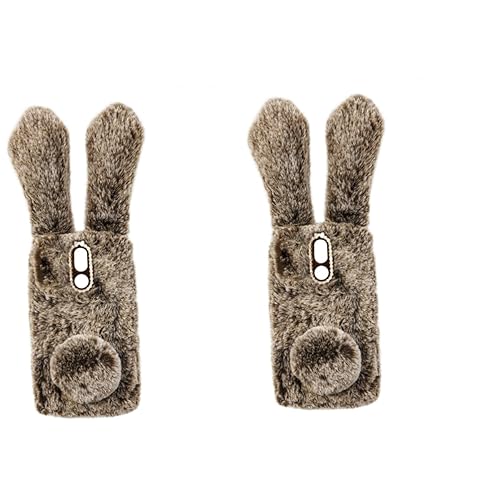 Housse de téléphone peluche lapin marron idéale pour affronter l'hiver au chaud