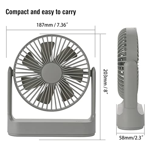 Camping Fan Rechargeable 4 Speeds, Quiet Wall Mountable Cordless Fans 270° Head Rotation, Battery Operated Portable Usb Desk Cooling Fan For Office Car Outdoor Picnic Barbecue Fishing Travel (Grey) #TOP6