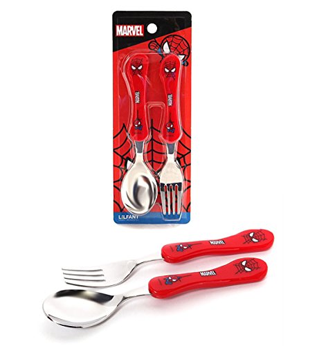 Spider-Man Kids Spoon Fork Set Easy Grip Kids Cutlery Flatware Non-Toxic Stainless Steel Dinnerware
