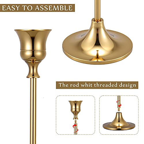 Rozrety Brass Gold Candle Holders Set Of 12 Candlestick Holder Metal Taper Candle Holders Candle Sticks Stand Wedding Centerpieces For Tables, Dinning, Party, Home Decor(Candles Not Include) #TOP6