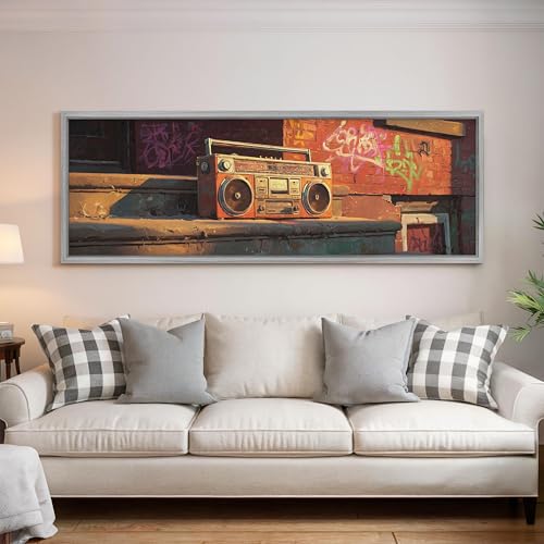 Décoration murale grand format et tableau art long étroit style urbain vintage