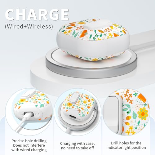 Image of for AirPods 4 Case with Safty Lock & Phone Stand,Cute Floral Pattern Style | PC & TPU Dual Layer Protective Cover with Keychain & Cleaner Pen for Apple AirPod 4th Generation 2024 Women (Daisy)