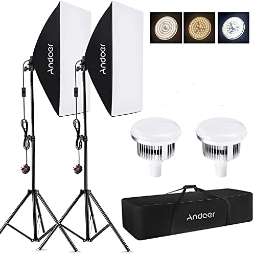 Softbox Photography Lighting Kit, 85W LED Light * 2 + 50x70cm Softbox * 2 + 2M Light Stand * 2 + Remote Control * 2 + Carry Bag * 1 for Studio Portrait Product Photo Video, (2 sets)