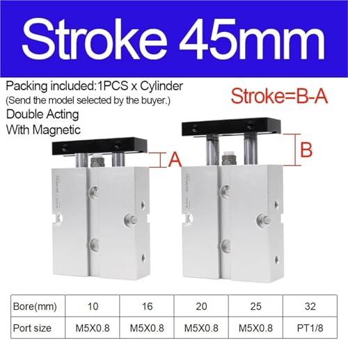 Cylindre pneumatique TN double arbre pour stabiliser les mouvements d'automatisation - 3
