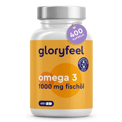 Omega 3 400 Kapseln Big Pack - 1.000 mg Fischöl pro Kapsel - Essentielle Omega 3 Fettsäuren mit EPA & DHA -Laborgeprüft, ohne Zusätze in Deutschland hergestellt