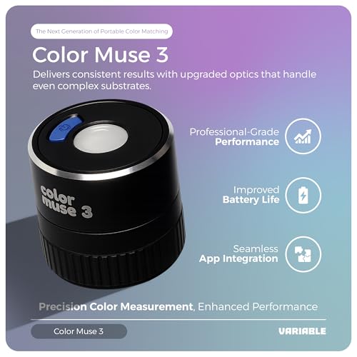 Image of COLOR MUSE 3 Portable Color Matching and Paint Scanner Device - Wireless Digital Colorimeter Sensor for Accurate Color and Sheen Detection - Pocket-Sized, Easy Carry, Indoor /Outdoor Projects - Black