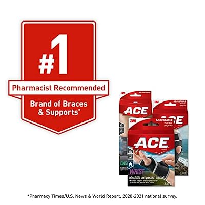 ACE Brand Adjustable Compression Elbow Support, Moderate Support for Weak, Sore or Injured Joints, Adjustable Features, One Size Fits Most