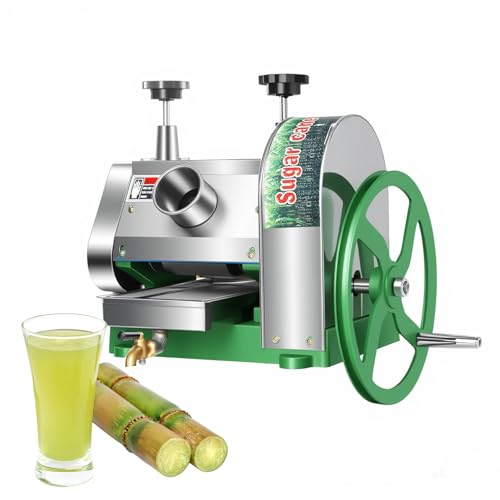 Image of Manual Sugar Cane Press Juicer, Heavy-Duty Triple Stainless Steel Roller Design, Motor-Ready Interface, 2.5" Wide Inlet, High-Yield Hand Crank Cane Extractor for Home & Small Commercial Use