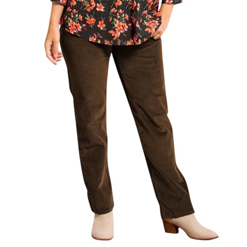 Casual Pants for Women Corduroy Elastic Waist Pants Trendy Pull On Lounge Pant Straight Leg Work Fall Pant