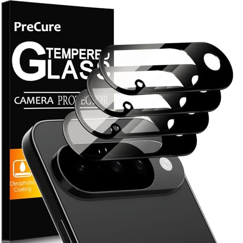Image of PreCure (4 Pack) Camera Lens Protector for Google Pixel 10 - 9H Tempered Glass, Anti-Scratch, HD Clarity, Case Friendly, Easy Installation - Black