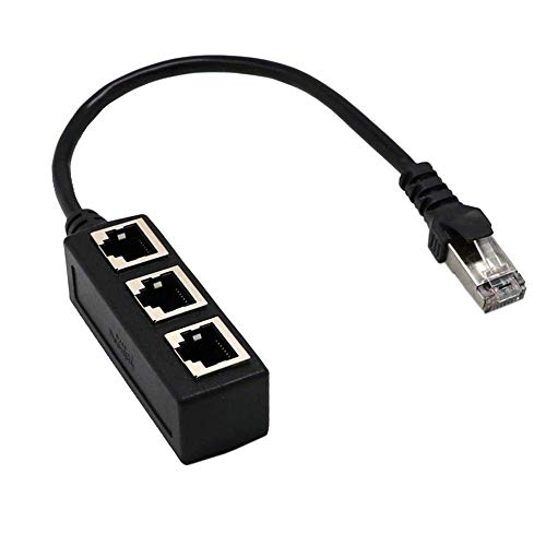 Hutou RJ45 Ethernet Splitter Cable, Worice RJ45 1 Male to 3 X Female Port LAN Ethernet Network Splitter Adapter Cable Suitable Super Cat5, Cat5e, Cat6, Cat7