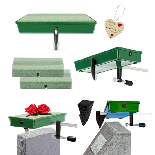 Headstone Flower Saddle - Grave Saddles for Cemetery Tombstone, 1 Gravestone Saddles with 2 Dry Foam, Reusable Funeral Monument Saddle for Veterans Graveside, Never be Blown Away (Patented Product)