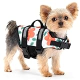 Anicuta Teacup Dog Life Jacket, XXS Dog Life Jacket, Patterned Surface Elastic Adjustment Puppy Life Jackets for Small Dogs with Safety Pom Buckle, Small Dog & Cat Life Jackets 3-9 Lbs