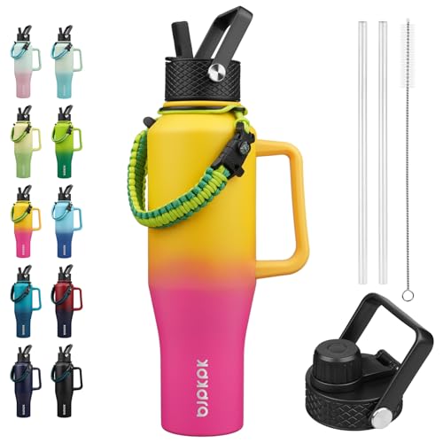 Image of BJPKPK 40oz Insulated Water Bottle with Handle & Straw Lid, Stainless Steel