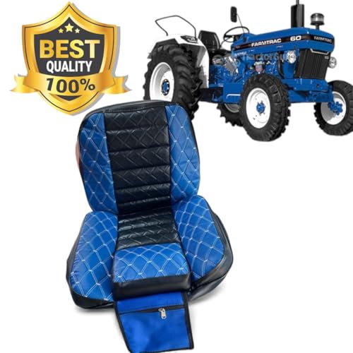 Image of Blue Premium Universal Tractor Seat Cover - Heavy-Duty Waterproof & Dustproof Cushion Protector | Fits All Models | Anti-Slip Design, Durable PU Leather | Farm, Garden & Lawn T R A C T O R Seat Cover