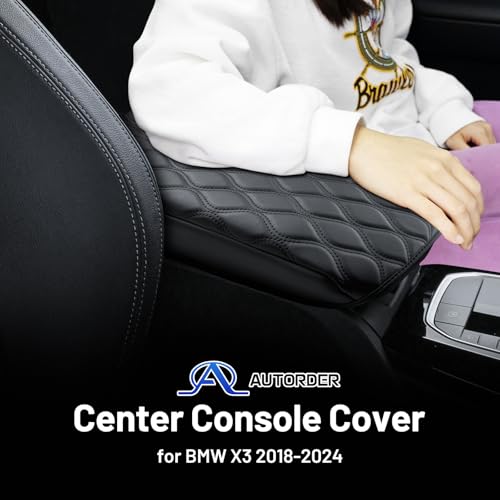 Image of Autorder Center Console Cover for 2018-2024 BMW X3 /BMW X4 2019-2025, Accessories Armrest Cushion Cover Nappa Leather Middle Console Covers X3 Console Cushion Pad Anti-Scratch