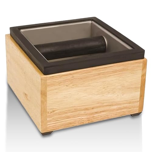 Rattleware Stainless Maple Holder Knock Box - Perfect for Home, Cafe, Restaurant, Hotel, Office, or Commercial Establishment - Heavy Duty Knock Box Trusted By Baristas Worldwide (6″ x 5.5″ x 4″)