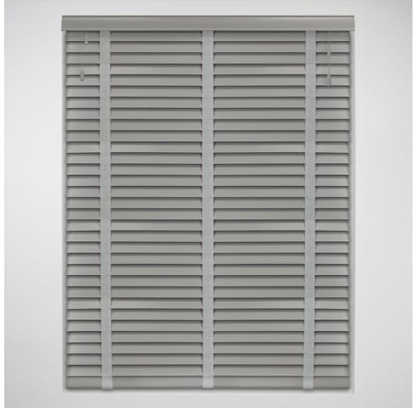 Custom Made To Measure Light Grey Real Wood Venetian Blinds With Tapes (50mm slats) 30-60cm width x 120cm drop