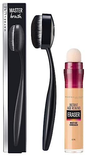 Image of Maybelline New York Full Radiant Finish Liquid Instant Age Rewind Eraser, Multi Use Concealer, Sand, 6 ml with FREE Foundation Oval Brush