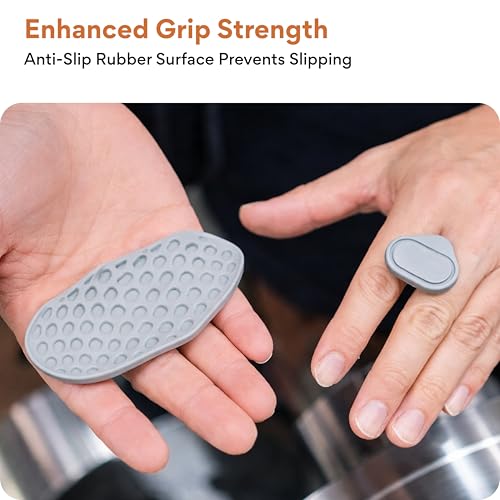 Image of FOVERA Anti-Slip Workout Grips - Ergonomic Rubber Hand Protector Pads for Gym Training & Weight Lifting - Breathable Palm Guards for Pull Ups, Deadlifts & Cross Training for Men & Women (1 Pair)