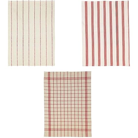 Dibor Set of 3 Red Cotton Tea Towels Cover