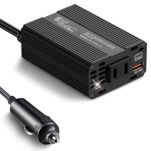 BESTEK 150W 車載インバーター - DC12VからAC100Vに変換 - USB-C PD 30WおよびUSB-A QC...