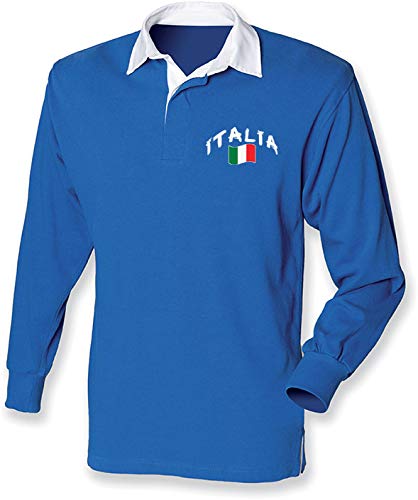 Polo rugby enfant LS Italie aux couleurs officielles de la Squadra Azzurra