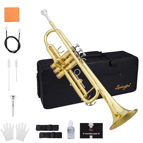 Aileen Lexington Standard Gold Bb Student Model Trumpet Includes Hard Case, Cleaning Rod and Cloth...