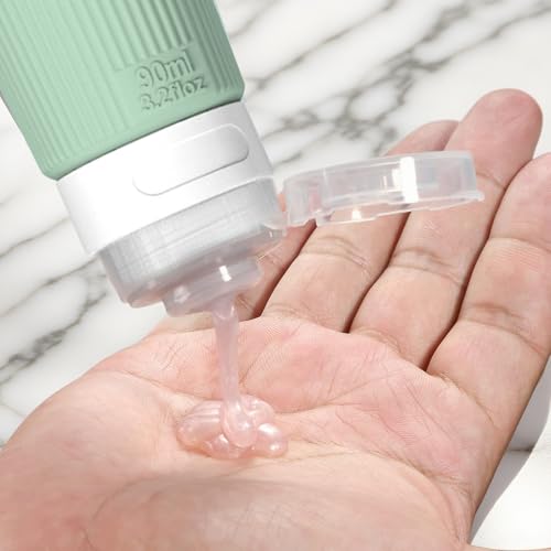 Travel Bottles for Toiletries 4-Pack 90ML, Leak Proof Refillable Travel Size Containers for Shampoo, Lotion, Soap & Cosmetics – for Airplane, Business Trip, Gym, Camping3