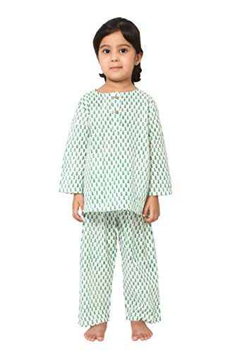 Image of Boys & Girls Cotton Night Suit, White, 7-8 Years | Baby Kids Sleep Suit, Pajama Set, Pack of 1