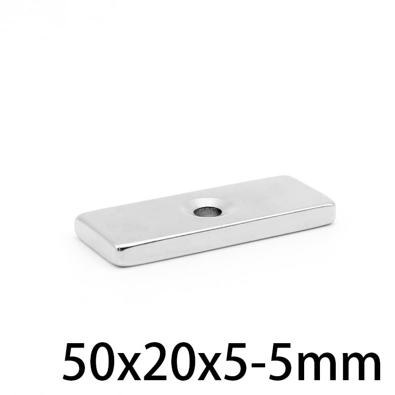 1/2/5/10PCS 50x20x5-5mm Big Strip Block Hole 5mm 50 * 20 * 5-5 Thick Quadrate Permanent NdFeB Sheet 50x20x5-5 Magnet(10PCS)