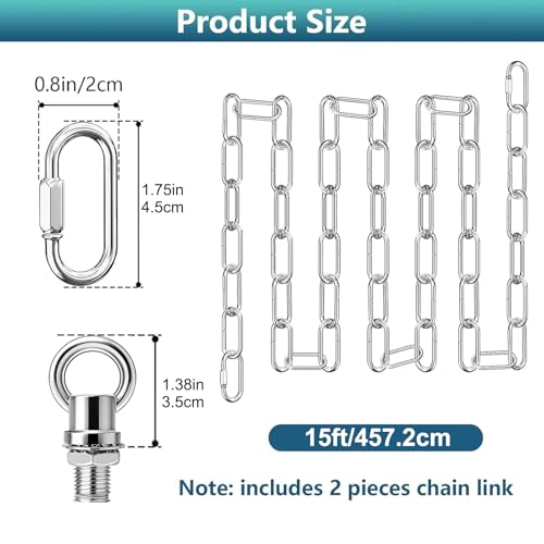 Image of garini 15 Feet Silver Light Fixture Chain, Adjustable Metal Pendant Chandelier Chain Extension with Detachable Link, Maximum Load is 66 Pounds