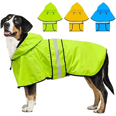 Weesiber Reflektierender wasserdichter Hunde-Regenmantel - verstellbare Haustierjacke Cover