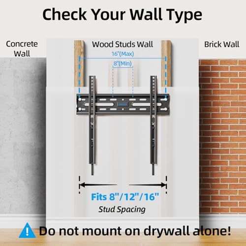 Image of Fixed TV Wall Mount for Most 26-60 Inch Screen, Low Profile TV Mount with Quick Release Lock, Ultra Slim Wall Mount Bracket, Max VESA 400x400mm, Holds up to 99 lbs, up to 16 inchWood Studs by USX STAR