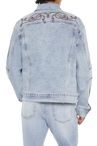 Forever 21 Men's Embroidered Denim Trucker Jacket4