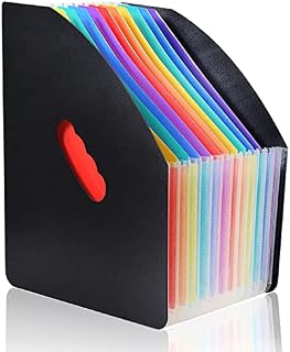 Lemical Desktop Expanding File Holder 13 Rainbow Pockets Portable File Folder A4 File Organizer Self Standing Accordion Document Storage Box High Capacity Filling for Home & Office & School