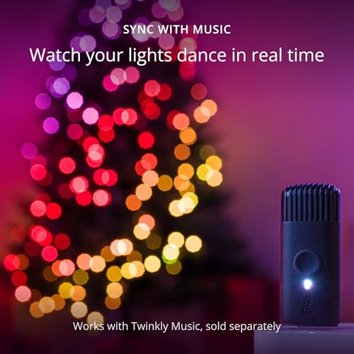 Twinkly Strings 100 LED RGB, LED Light String for in- and Outdoor, Christmas Lights, Smart LED Lights, Mappable LEDs, Compatible with Alexa and Google Home, IP44, Controlled by App, Black Wire, 8m