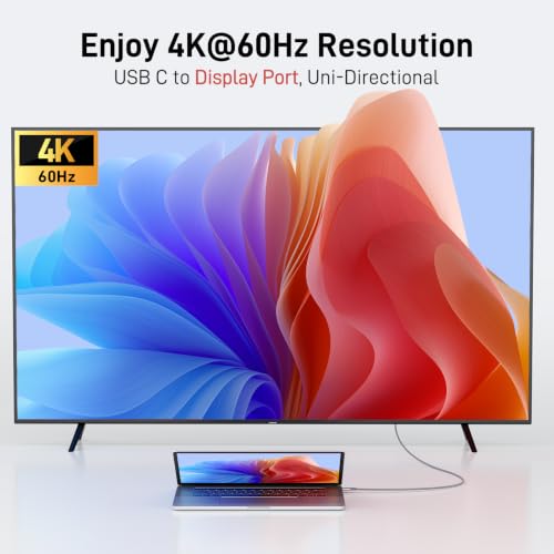 Image of acer USB C to Display Port Cable 6.6 FT (4K@60HZ 2K@165Hz), Type-C to Display Port Cord (Sturdy Aluminum, Plug & Play) Thunderbolt 3 /4 /5 Compatible with MacBook Pro /Air, iPhone 16 Pro /Max, XPS,Surface