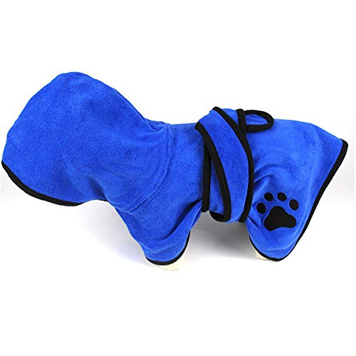 WPCASE Hundehandtuch Hundebademantel Badenmantel Hunde Hundehandtuch Extra SaugfäHig Hunde Bademantel Dryup Cape FüR Hunde Katzen Blue,L Cover
