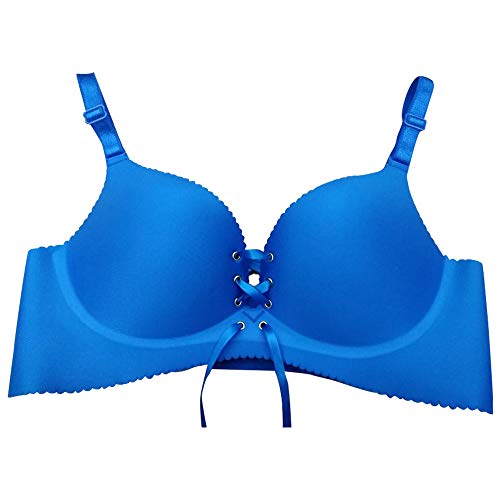 sakkdaull Taza Correa sin Costuras Transpirable Pull B Pequeño Conjunto de Pecho Ajustable Sin Anillo de Acero Ropa Interior Conjunto de Mujeres 蓝色 单 件 95B