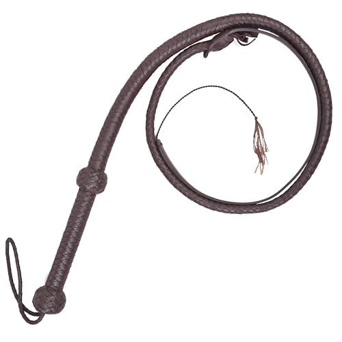 Leather Bull Whip 04 to 08 Foot 8 Plaits Real Cow Hide Leather Whip Equestrian Bullwhip (Brown, 04 Feet)