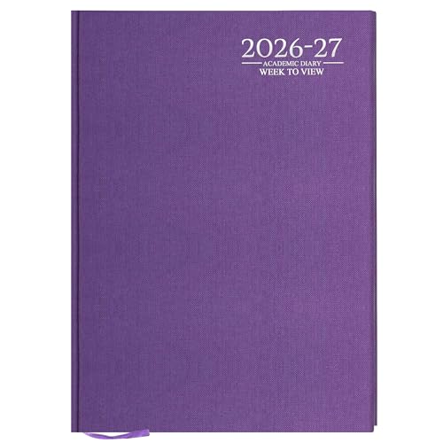 G4GADGET 2026-2027 Academic Diary A5 Week To View Purple Hardback August 2026 to July 2027 Weekly Planner Student Teacher School Organizer Timetable & Appointment Year Planner