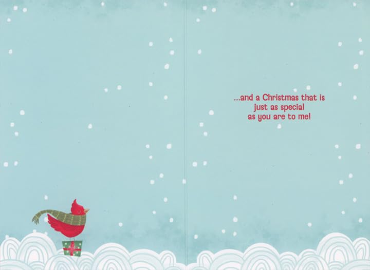 Pictura Proud Unicorn Wearing Red Sweater on Light Blue Christmas Card for Granddaughter2